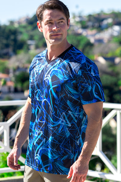 Cooltan® Tan-Through Sportshirts Graphic Polo Techno Blue 