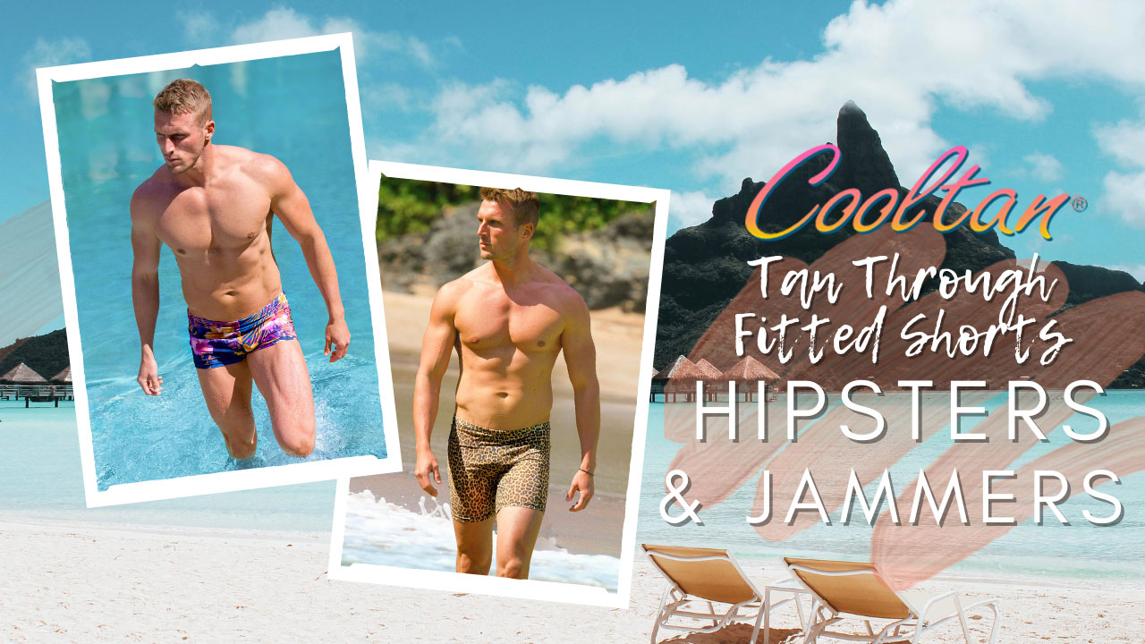 Cooltan tan-through mens swimwear Hipsters and Jammers